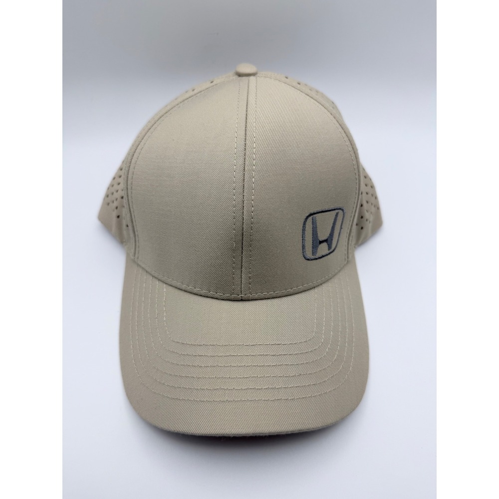 Honda Tan Khaki Perforated Performance Baseball Cap Adjustable Hat Embroidered